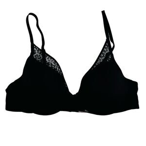 Victoria’s Secret black lace trim smooth demi bra size 34B